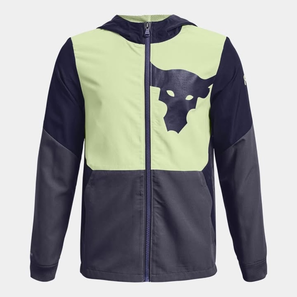 BRAND NEW boy under armour project dwayne johnson rock windbreaker jacket size L